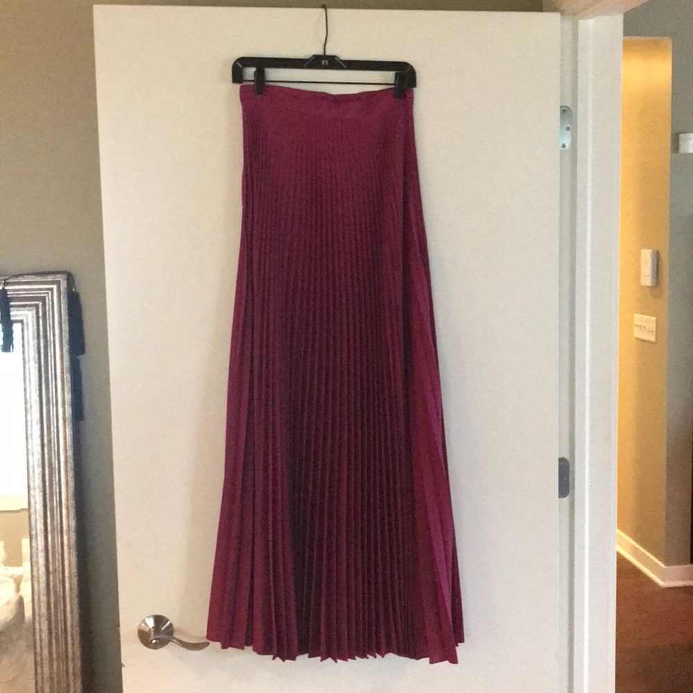 NWT High waisted pleated maxi skirt
